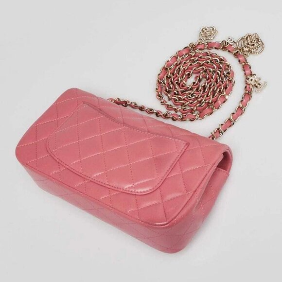 Chanel Pink Quilted Lambskin Leather Valentine Charms Rectangular Mini Flap Bag - Picture 2 of 11